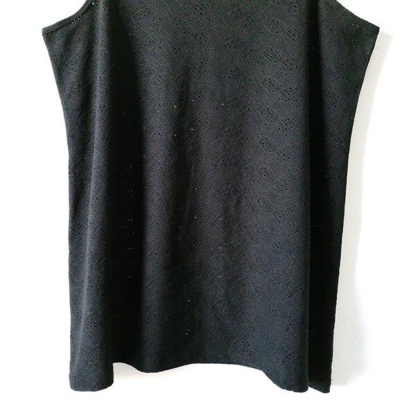 Loco Layers Womens Black Round Neck Eyelet Detailing Tank Top Size X-Large - Picture 3 of 7